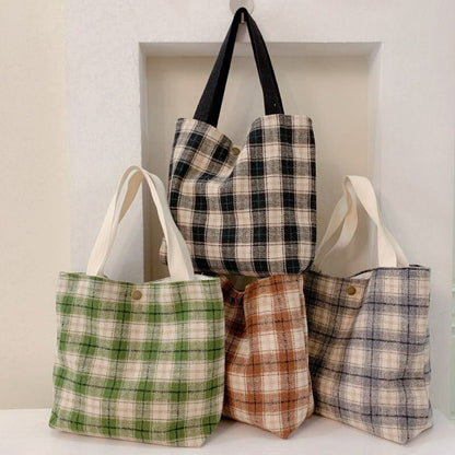 Canvas Plaid Shoulder Bags for Women