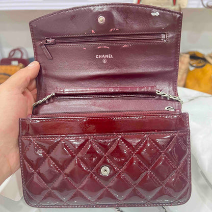 Chanel Red Patent Leather Wallet on Chain WOC Quilted 2011