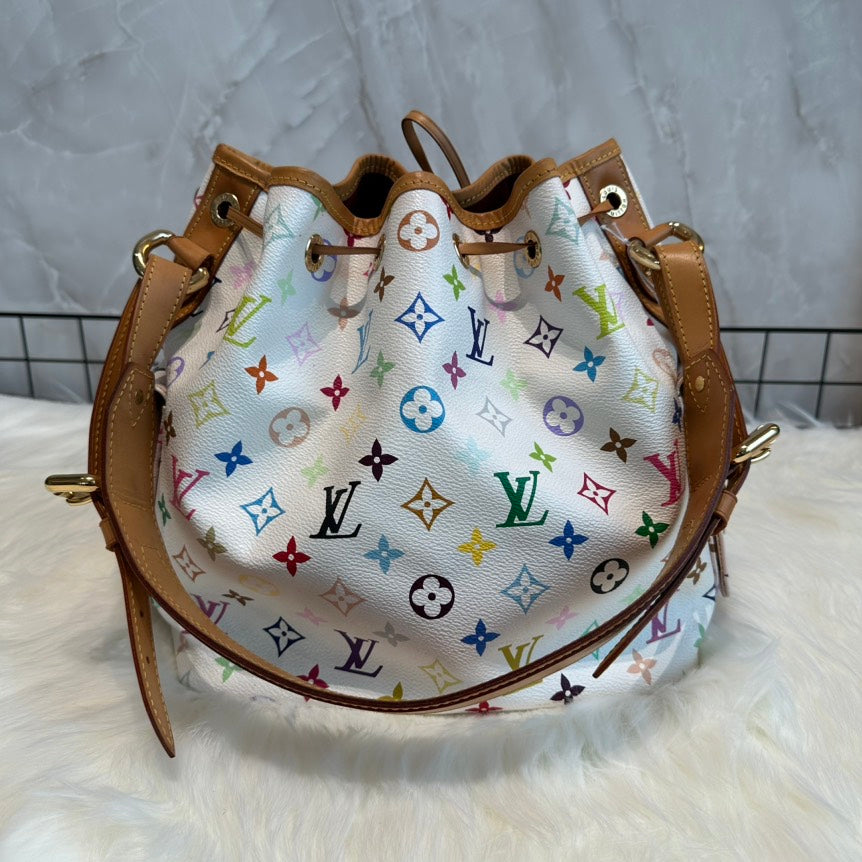 Louis Vuitton Monogram Multicolor Bucket Bag White Medium