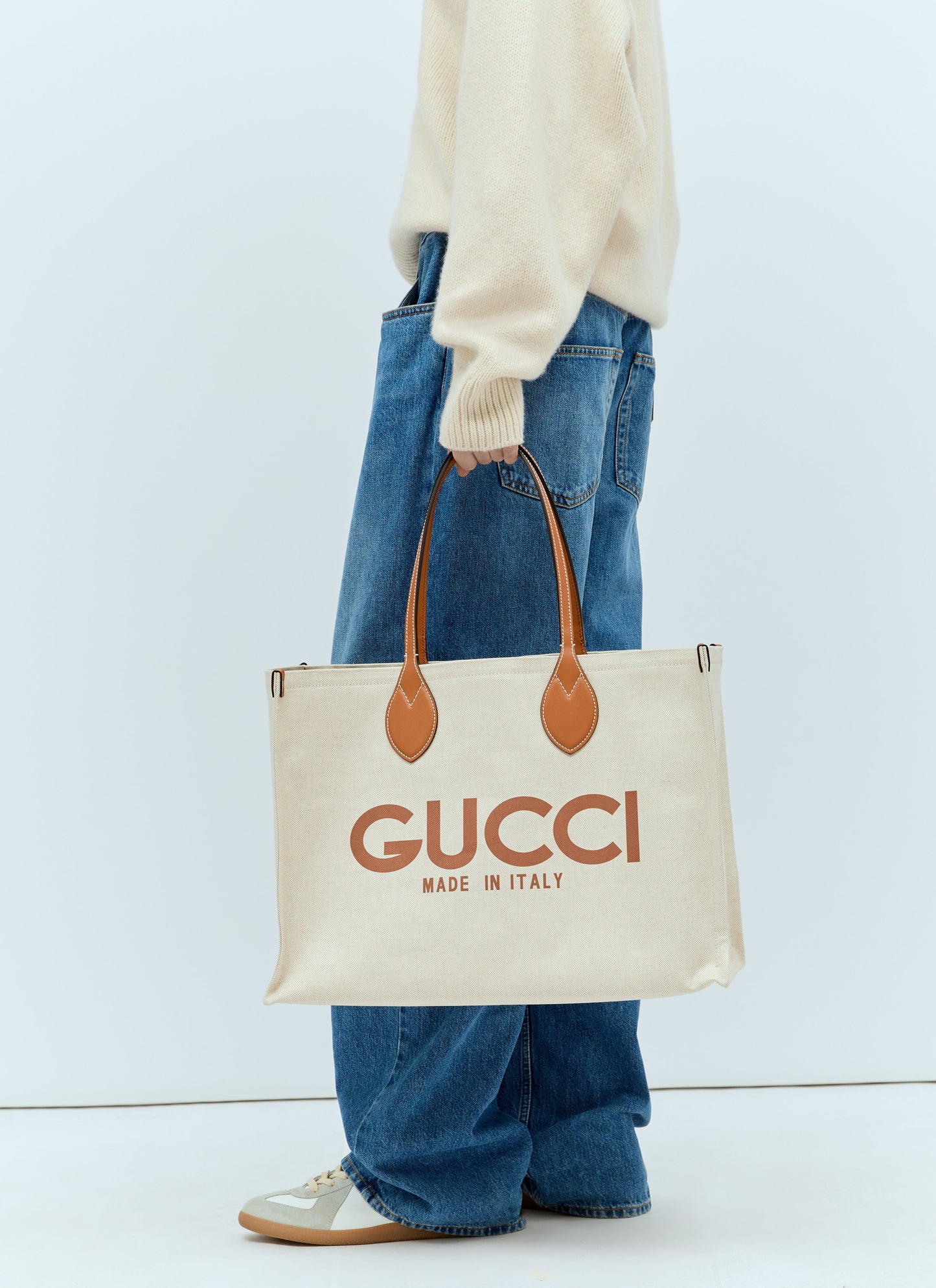 Gucci Women Large Logo Print Canvas Tote Bag