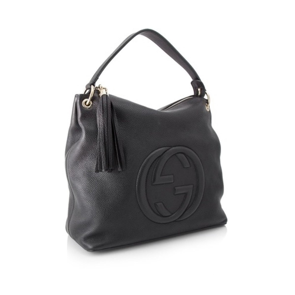 Gucci Black GG Disco Soho Leather Convertible Hobo Shoulder Bag