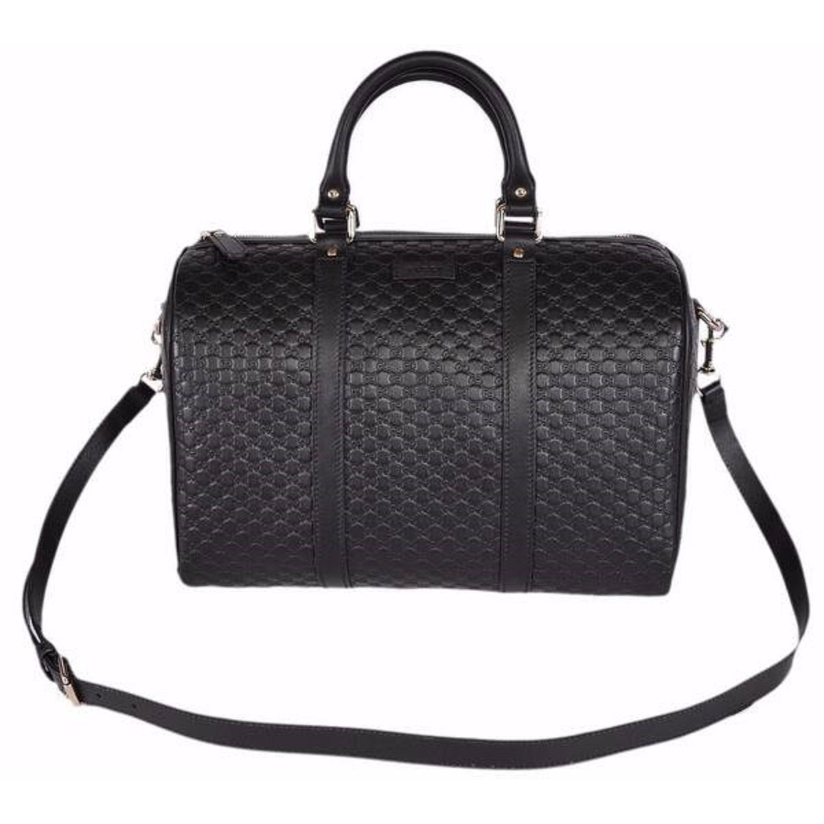 Gucci Microguccissima GG Black Leather Embossed Boston Bag