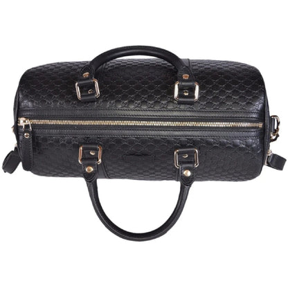 Gucci Microguccissima GG Black Leather Embossed Boston Bag