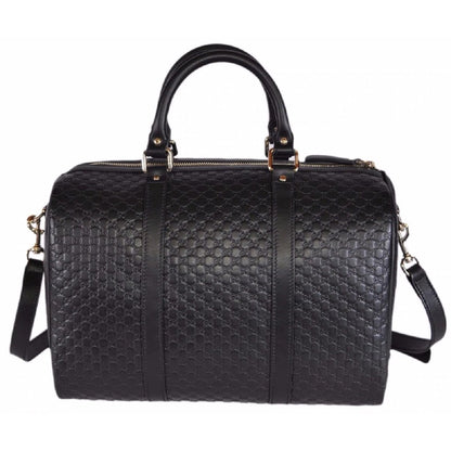 Gucci Microguccissima GG Black Leather Embossed Boston Bag