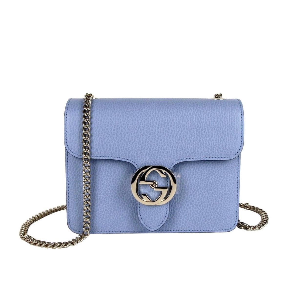 Gucci Icon GG Interlocking Mineral Blue Calf Leather Crossbody Bag