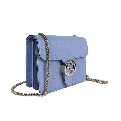 Gucci Icon GG Interlocking Mineral Blue Calf Leather Crossbody Bag