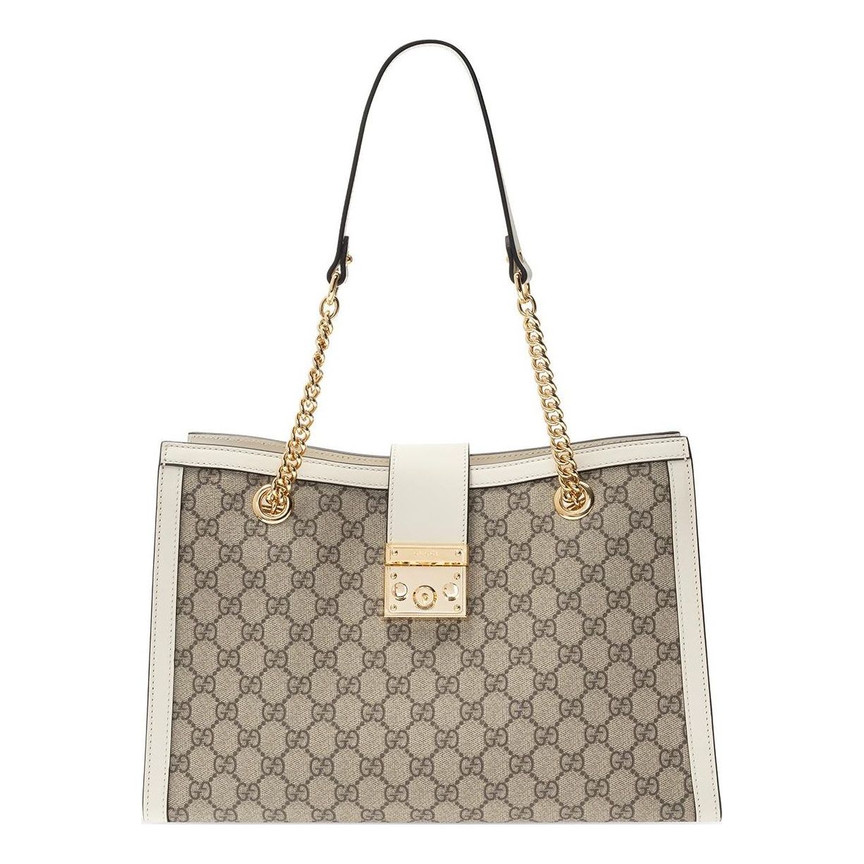 (WMNS) Gucci Padlock Middle-Sized BackBag White/Brown 479197-KHNKG-9761