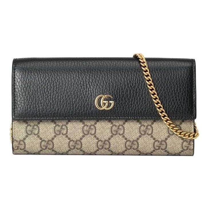 (WMNS) Gucci GG Marmont Chain Wallet 'Beige Ebony' 546585-17WAG-1283