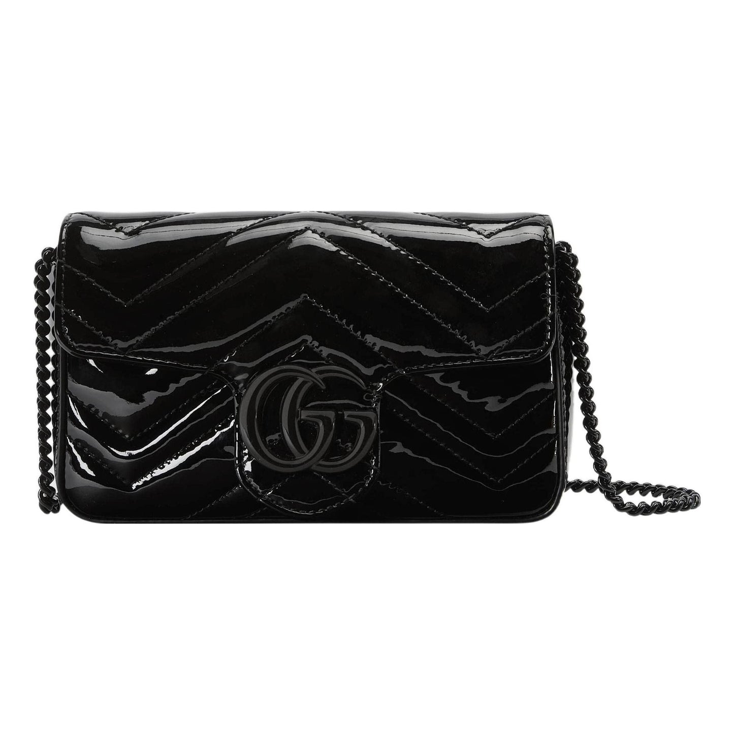 (WMNS) Gucci GG Marmont Patent Super Mini Bag 'Black Patent Leather' 476433-AACDE-1000