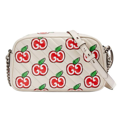 (WMNS) Gucci GG Marmont Leather Chain Shoulder Bag 'Cream White Red' 447632-1W9AN-9086