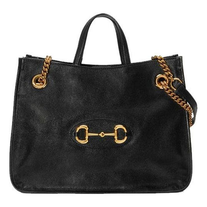 (WMNS) Gucci 1955 Button Tote hand Bag Single Shoulder Bag Middle Black 621144-1U10G-1000