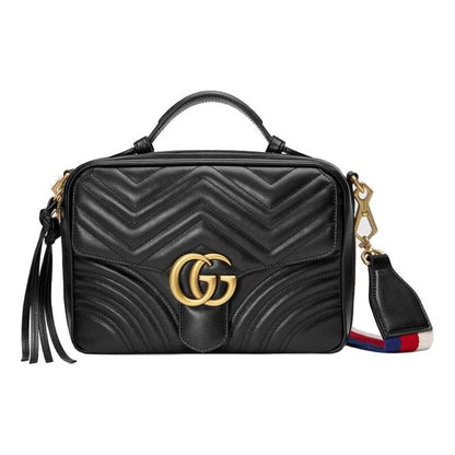 (WMNS) Gucci GG Marmont Leather Shoulder Bag Black 498100-DTDPT-8975