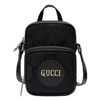 Gucci Off The Grid OTG Environmental Friendly Series Logo Leather Logo Nylon handbag Mini Unisex / Black 643882-H9HLN-1000