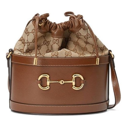 (WMNS) Gucci Button1955 Series Drawstring Bag Single Shoulder Bag Brown 602118-1DBUG-2363