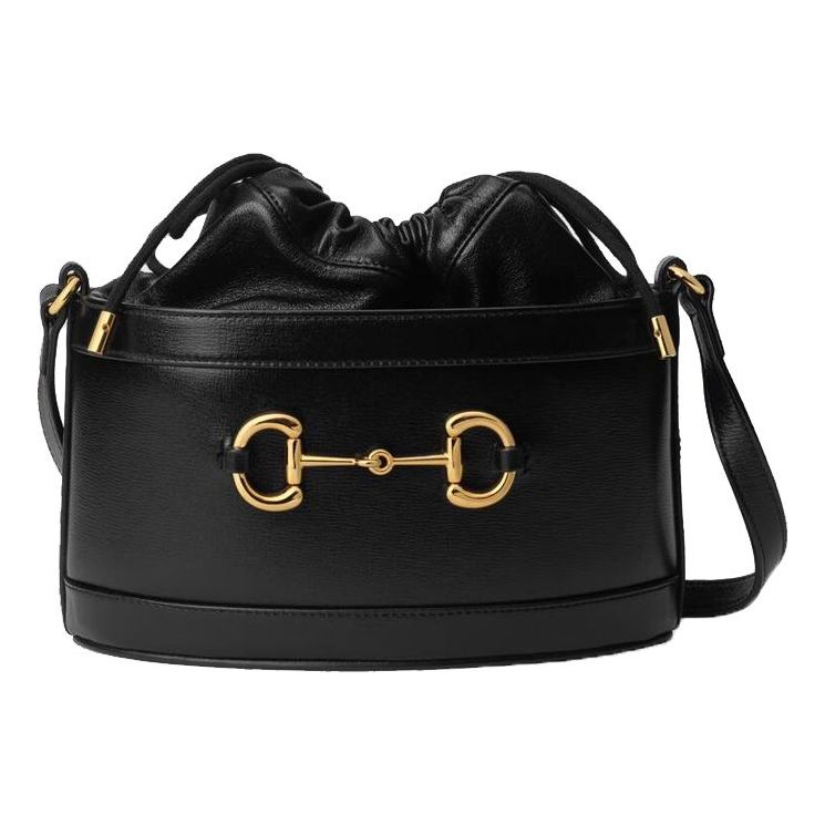 (WMNS) Gucci Horsebit 1955 Drawstring Bucket Bag 'Black' 602118-1DBLG-1000