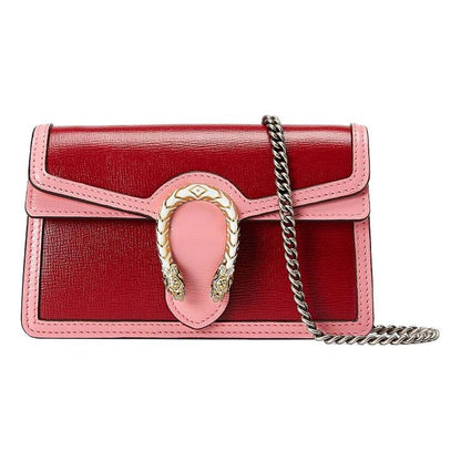 Gucci Leather Dionysus Tiger Head Buckle Chain Single-Shoulder Bag Super Mini Red/Pink 476432-18YQX-6664