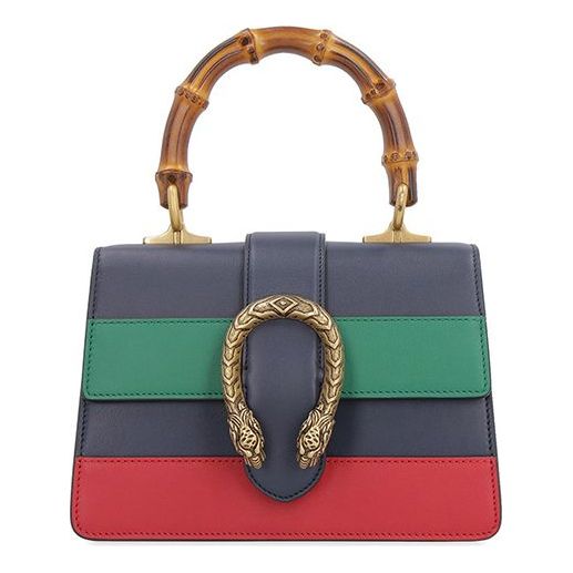 (WMNS) Gucci Dionysus Tiger Head Bamboo Stripe Leather Handbag 'Navy Blue Green Red' 523367-CWLMT-8543