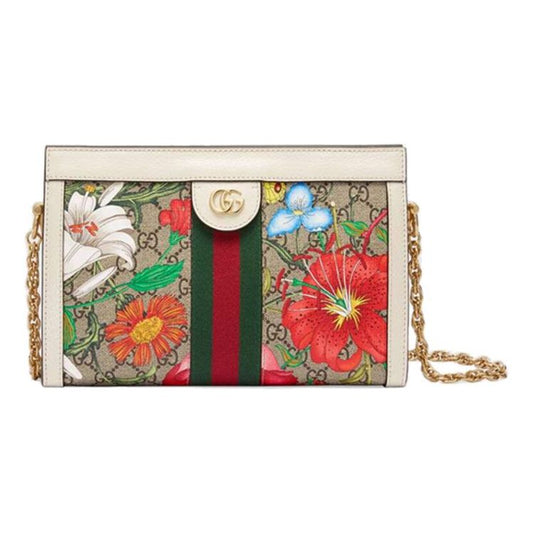 (WMNS) Gucci Ophidia Flowers Leather Chain Shoulder Bag 'Cream White Multi' 503877-HV8AC-9759