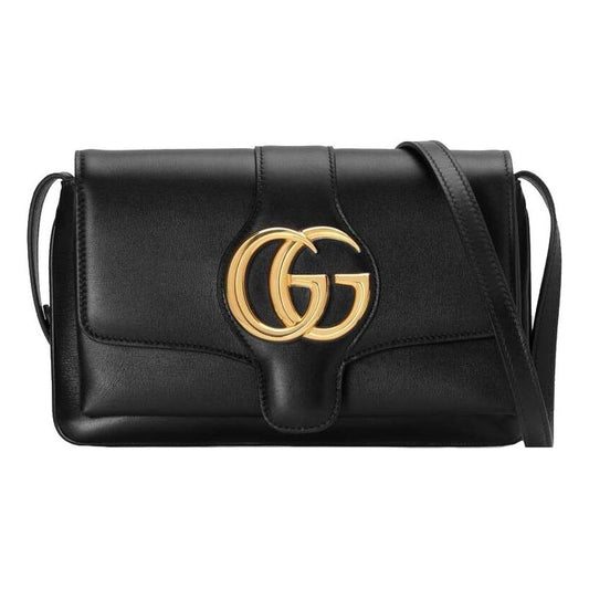 (WMNS) Gucci Arli Gold Logo Leather Shoulder Messenger Bag Small Black Classic 550129-0V10G-1000