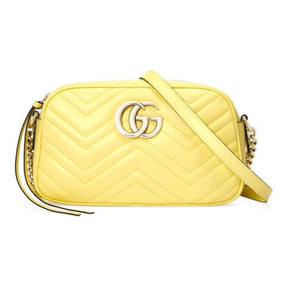 (WMNS) Gucci GG Marmont Silver Logo Messenger Bag Yellow 447632-DTD1Y-7412