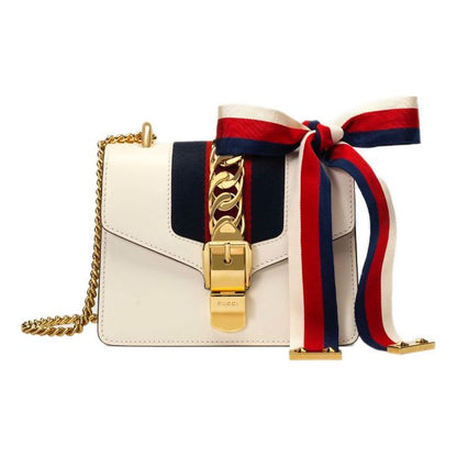 (WMNS) Gucci Sylvie Series Leather Single-Shoulder Bag MIni-Size White 431666-CVLEG-8605