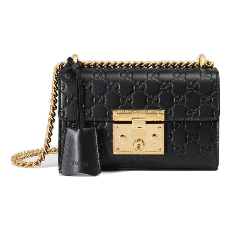 (WMNS) Gucci Padlock Signature Bag 'Black Gold' 409487-CWC1G-1000