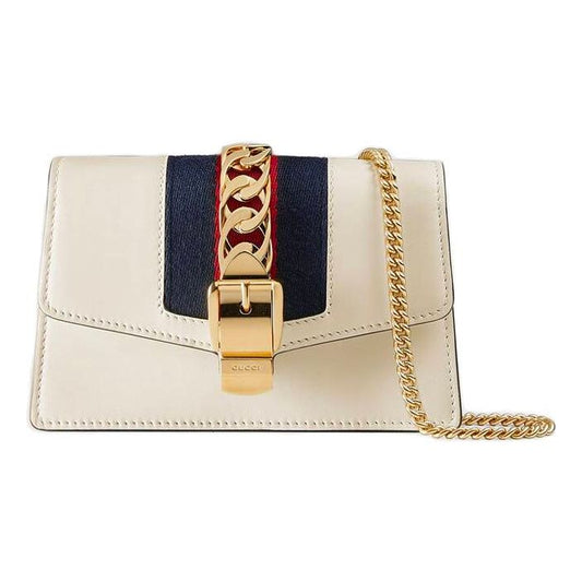 (WMNS) Gucci Sylvie Series Leather Bag Single-Shoulder Bag MIni-Size White 494646-CWLSG-8454