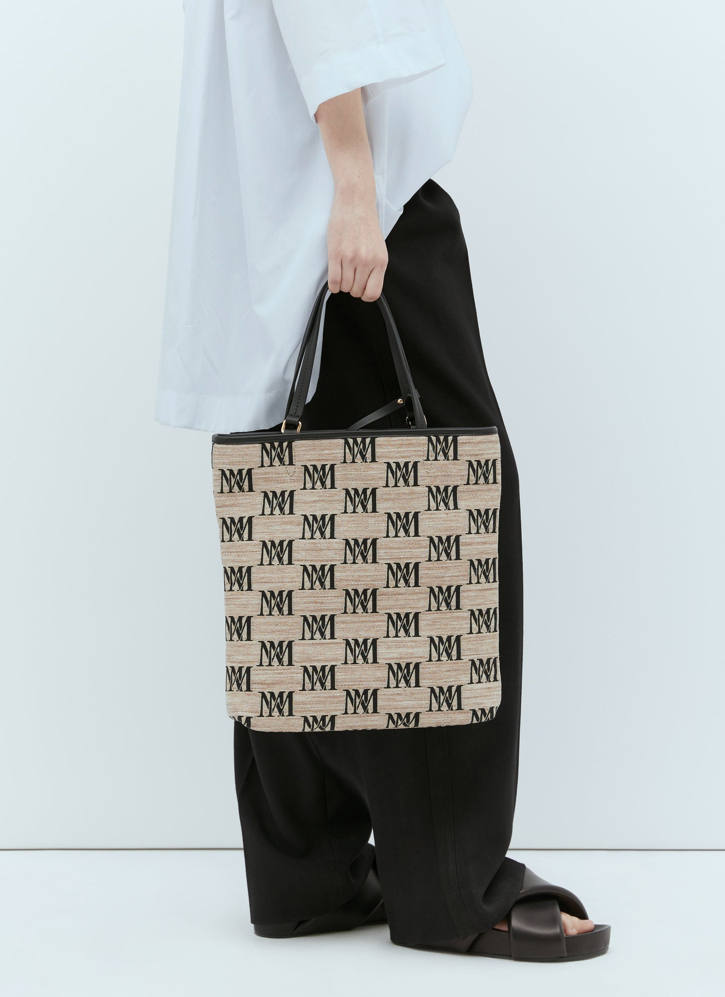 Max Mara Women Logo Embroidery Woven Tote Bag