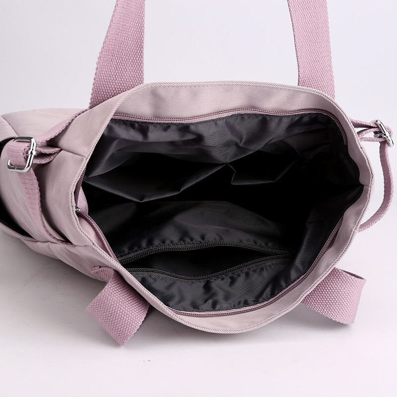 Women's Solid Color Nylon Shoulder Bag