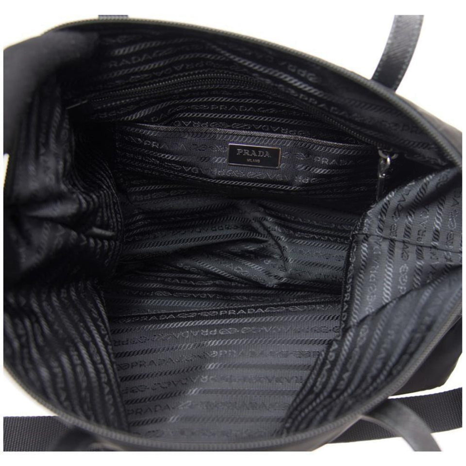 Prada Tessuto Nylon Black Convertible Shopping Tote