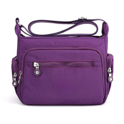 Multipocketed Nylon Messenger Bag for Women