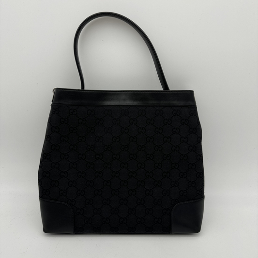 Gucci Black Canvas Shoulder Bag Handbag Large