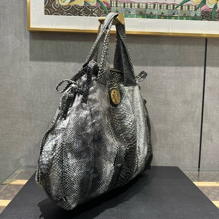 Gucci Grey Python Leather Tote Bag 30x40x10cm