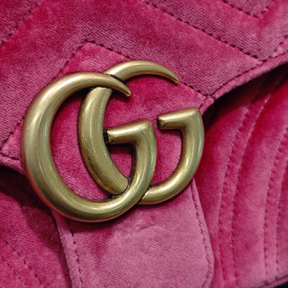 Gucci GG Marmont Pink Suede Chain Shoulder Bag 26x15x8