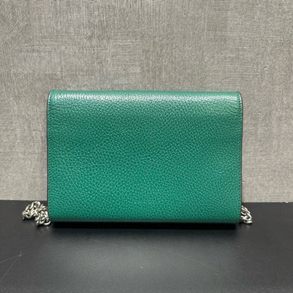 Gucci Dionysus Green Leather WOC Chain Strap Bag 20x14x4cm