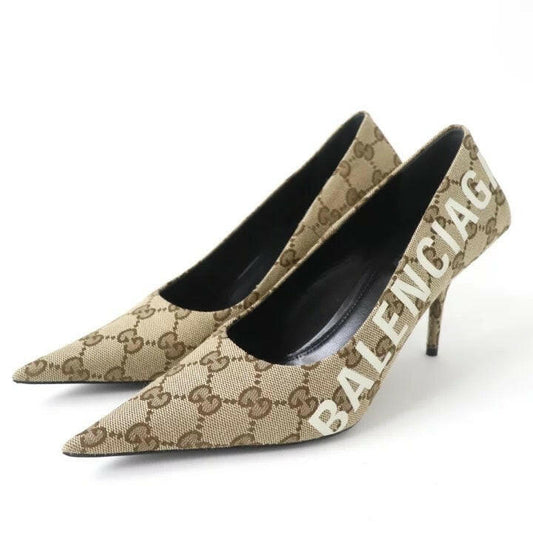 Gucci x Balenciaga Beige Monogram Heels Size 36.5