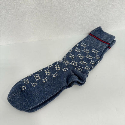 Gucci GG Socks - Blue with Red Accents, One Size Fits All