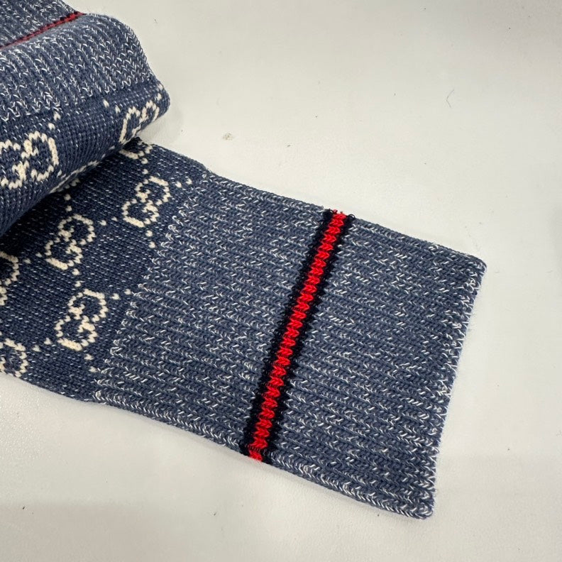 Gucci GG Socks - Blue with Red Accents, One Size Fits All