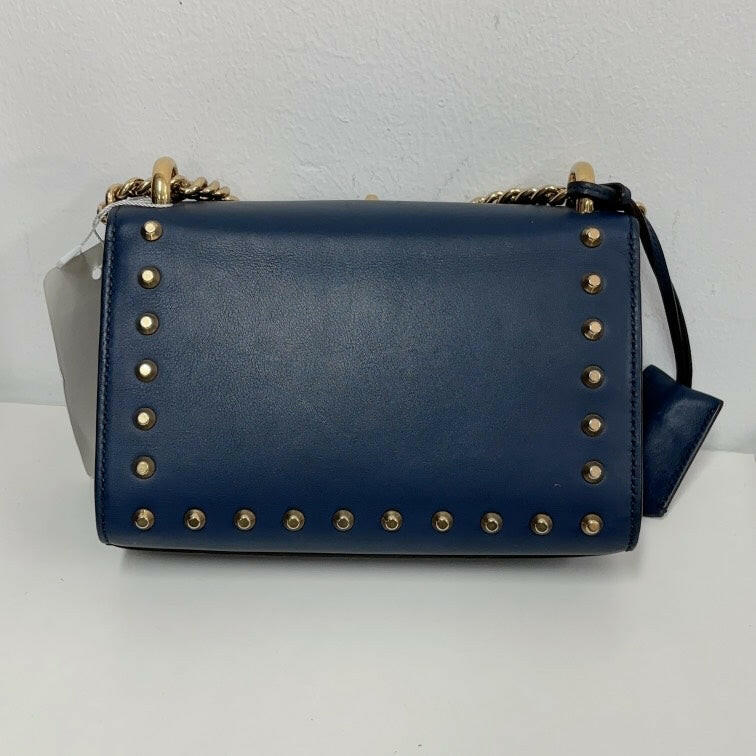 Gucci Padlock Bag Navy Blue with Gold and Pearl Studs, Small Size