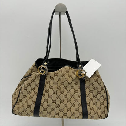 Gucci Canvas Beige Monogram Shoulder Bag Medium Size