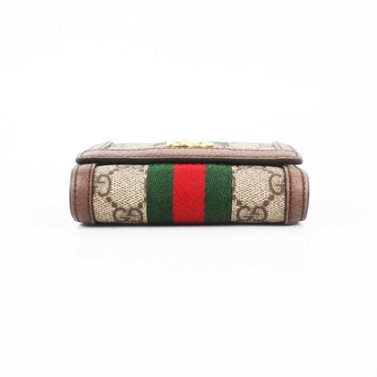 Gucci Ophidia Wallet Beige and Brown Canvas with Green and Red Stripe