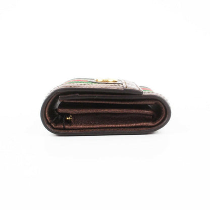 Gucci Ophidia Wallet Beige and Brown Canvas with Green and Red Stripe