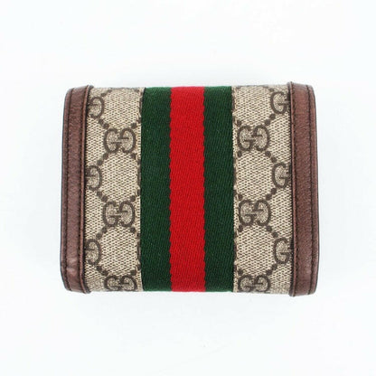 Gucci Ophidia Wallet Beige and Brown Canvas with Green and Red Stripe