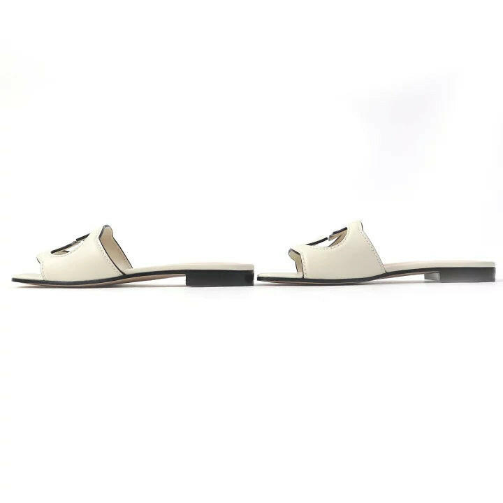 Gucci Women's White Slide Sandals With Double G Logo - Size 36