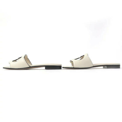 Gucci Women's White Slide Sandals With Double G Logo - Size 36