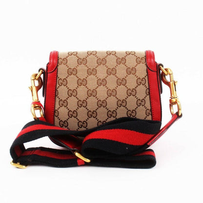 Gucci Lady Web Horsebit Bag Beige/Red Medium