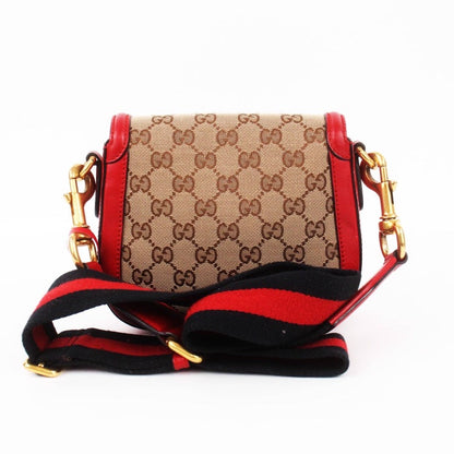 Gucci Lady Web Horsebit Bag Beige/Red Medium