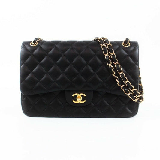 Chanel CF Classic Flap Jumbo Black Lambskin Bag 2019