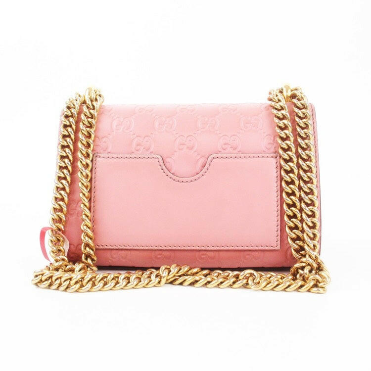 Gucci Padlock Small Pink Leather Bag with Gold Chain