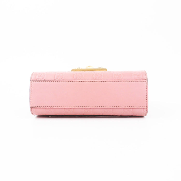 Gucci Padlock Small Pink Leather Bag with Gold Chain